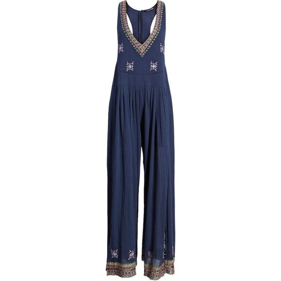 KAS NEW YORK Osian Hand Embroidered Cotton Gauze Jumpsuit S - Picture 2 of 16